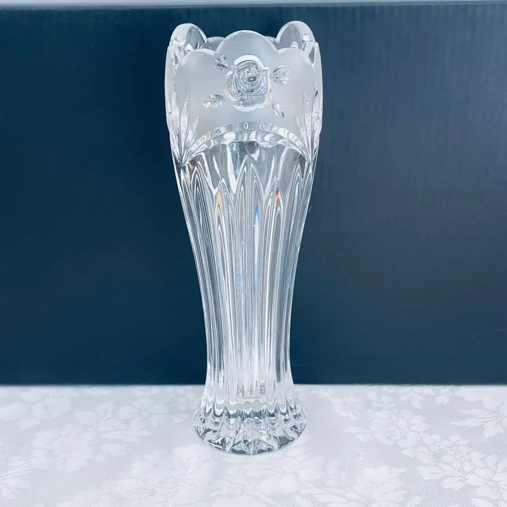 Vtg Oneida Crystal Southern Gardens Bud Vase Candy Dish Bowl Germany Floral Moti